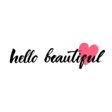 Hello beautiful - vector lettering with hand drawn heart. Calligraphy phrase for gift cards, baby birthday, scrapbooking. Typography art.